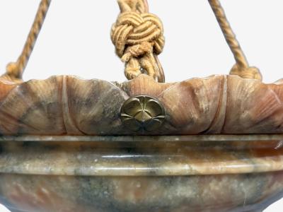 Swedish Art Deco Pendant Light Rope Alabaster Sweden 1930s