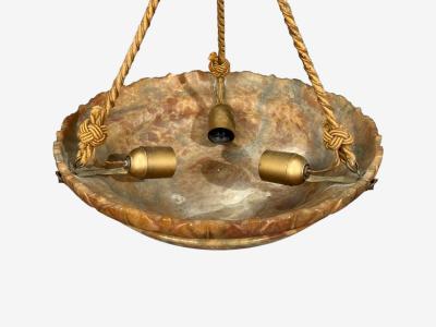 Swedish Art Deco Pendant Light Rope Alabaster Sweden 1930s