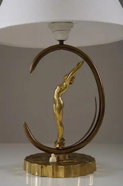 Swedish Art Deco Table Lamp in Brass