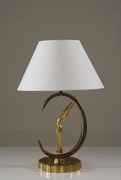 Swedish Art Deco Table Lamp in Brass