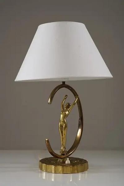 Swedish Art Deco Table Lamp in Brass