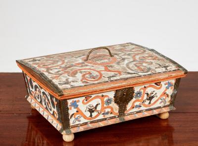 Swedish Baroque Carved and Painted Box