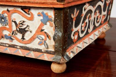 Swedish Baroque Carved and Painted Box