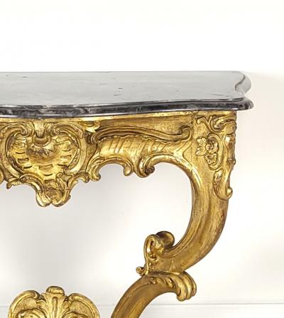 Swedish Baroque Giltwood Console with Grey Marble Top circa 1780