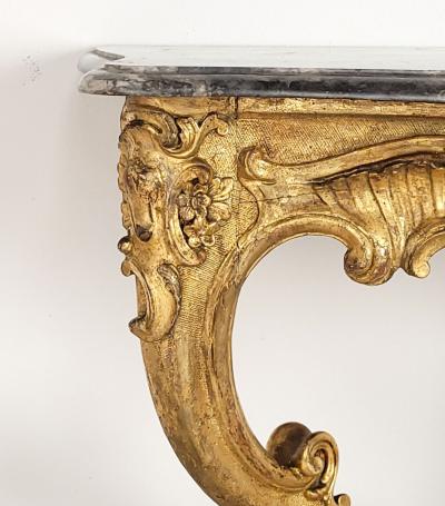 Swedish Baroque Giltwood Console with Grey Marble Top circa 1780
