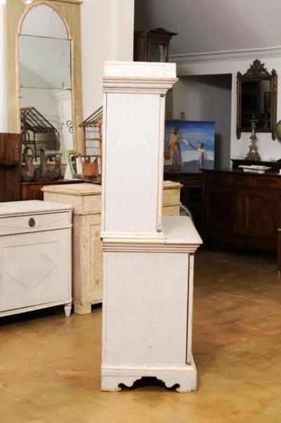 Swedish Baroque Period 1760 Painted Two Part Cabinet with Four Doors