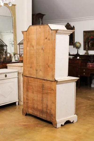 Swedish Baroque Period 1760 Painted Two Part Cabinet with Four Doors