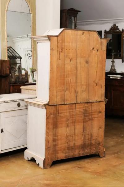 Swedish Baroque Period 1760 Painted Two Part Cabinet with Four Doors
