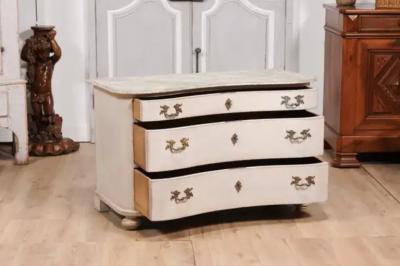 Swedish Baroque Style 19th Century Gray Serpentine Front Three Drawer Chest