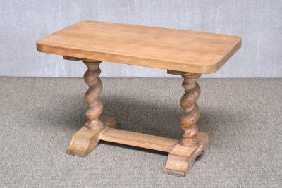 Swedish Baroque Style Cerused Oak Side Table with Barley Twist Legs early 1920s