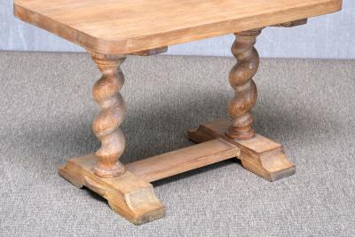 Swedish Baroque Style Cerused Oak Side Table with Barley Twist Legs early 1920s