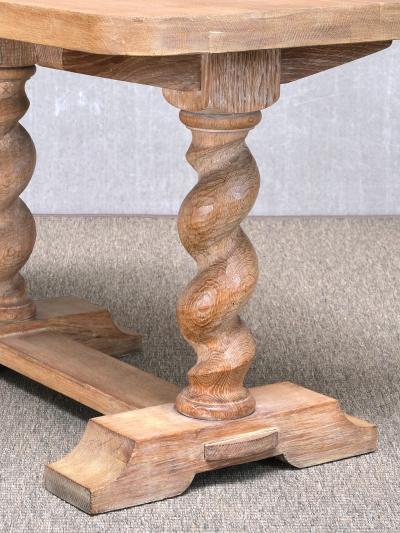 Swedish Baroque Style Cerused Oak Side Table with Barley Twist Legs early 1920s