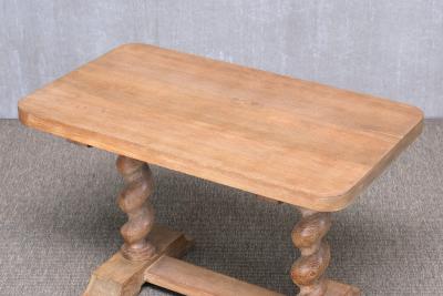 Swedish Baroque Style Cerused Oak Side Table with Barley Twist Legs early 1920s