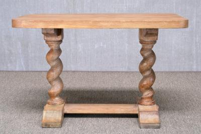 Swedish Baroque Style Cerused Oak Side Table with Barley Twist Legs early 1920s