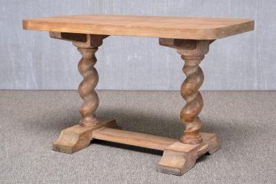 Swedish Baroque Style Cerused Oak Side Table with Barley Twist Legs early 1920s