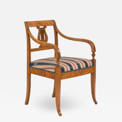 Swedish Biedermeier Birch Arm Chair