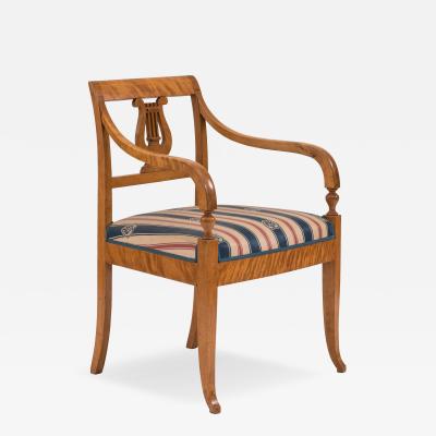 Swedish Biedermeier Birch Arm Chair