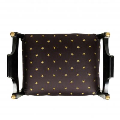Swedish Biedermeier Black and Gold Star Bench