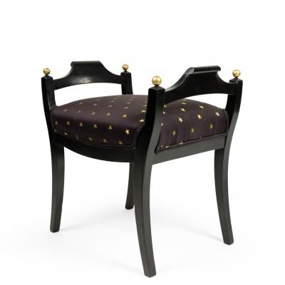 Swedish Biedermeier Black and Gold Star Bench