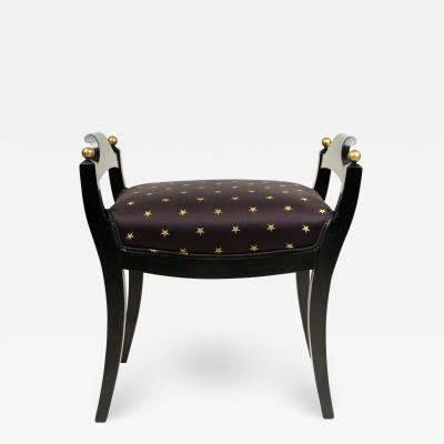 Swedish Biedermeier Black and Gold Star Bench