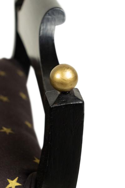 Swedish Biedermeier Style Black and Gold Star Bench