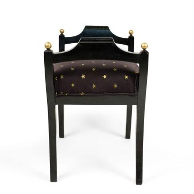 Swedish Biedermeier Style Black and Gold Star Bench
