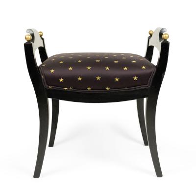 Swedish Biedermeier Style Black and Gold Star Bench