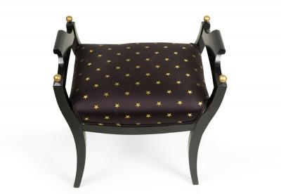 Swedish Biedermeier Style Black and Gold Star Bench