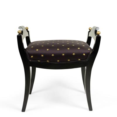Swedish Biedermeier Style Black and Gold Star Bench