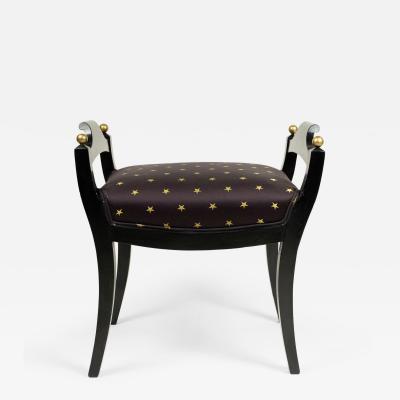 Swedish Biedermeier Style Black and Gold Star Bench