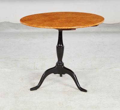 Swedish Birch Burl Top Tripod Table