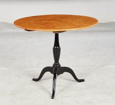 Swedish Birch Burl Top Tripod Table