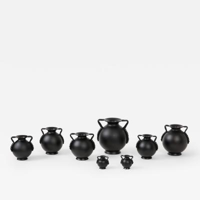 Swedish Black Glass Vessels Engshyttan Glassworks Nybro Mid 20th Century