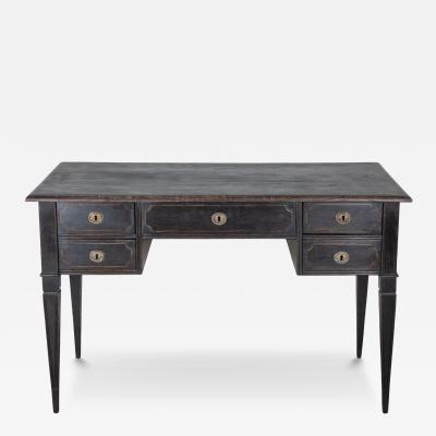 Swedish Black Painted Writing Desk with Brass Hardware circa 1870