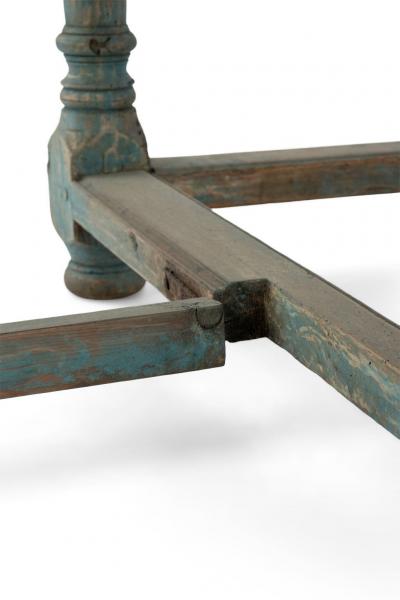 Swedish Blue Painted Baroque Drop Leaf Dining Table
