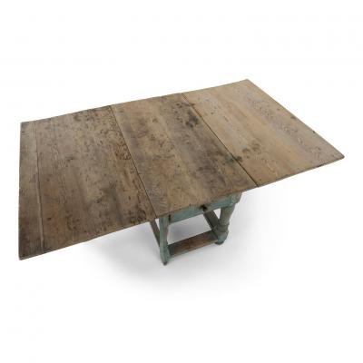 Swedish Blue Painted Baroque Drop Leaf Dining Table