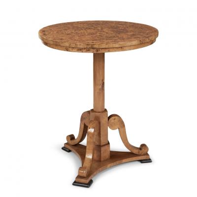 Swedish Burl Alder Gueridon Pedestal Table