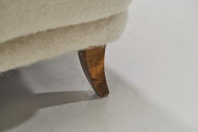 Swedish Cabinetmaker Wingback Chair with Stained Wood Legs Sweden ca 1940s