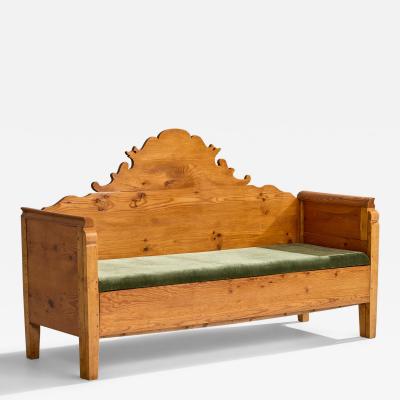Swedish Designer Sofa with Pine and Velvet Sweden 1900s