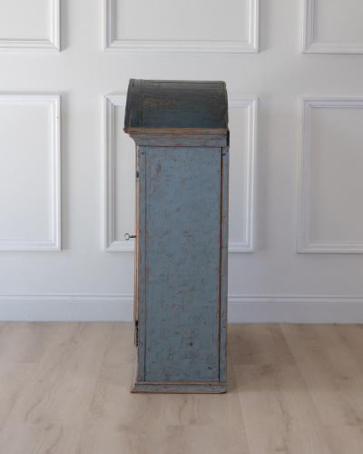 Swedish Early 19th Century Blue Painted Arched Wall Cabinet