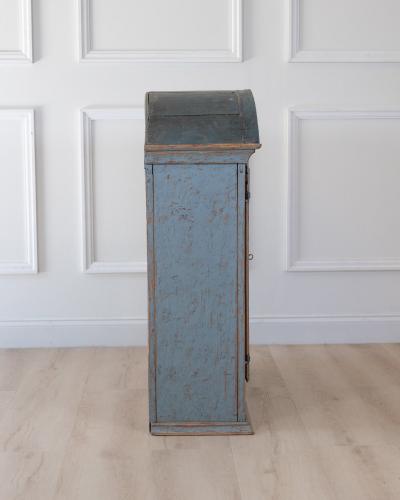 Swedish Early 19th Century Blue Painted Arched Wall Cabinet