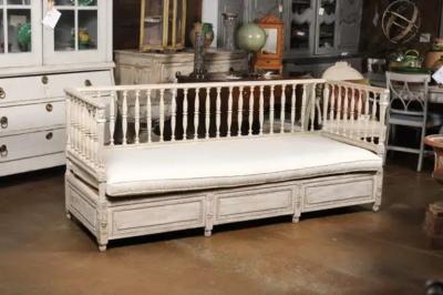 Swedish Egyptian Revival Period 1790s Painted Sofa with Carved Pharaonic Heads