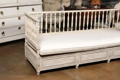Swedish Egyptian Revival Period 1790s Painted Sofa with Carved Pharaonic Heads
