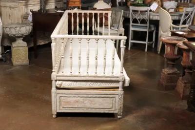 Swedish Egyptian Revival Period 1790s Painted Sofa with Carved Pharaonic Heads