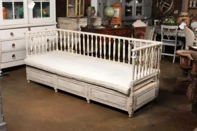 Swedish Egyptian Revival Period 1790s Painted Sofa with Carved Pharaonic Heads