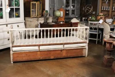 Swedish Egyptian Revival Period 1790s Painted Sofa with Carved Pharaonic Heads