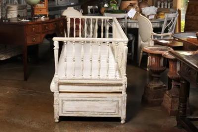 Swedish Egyptian Revival Period 1790s Painted Sofa with Carved Pharaonic Heads