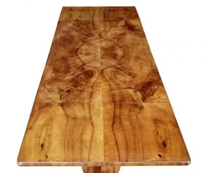 Swedish Empire Revival 1870s Birch Sofa Table with Drop Leaves and Carved Legs