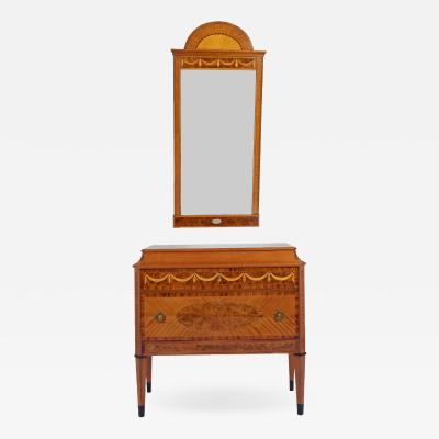 Swedish Entryway Intarsia Mirror Chest 19th century