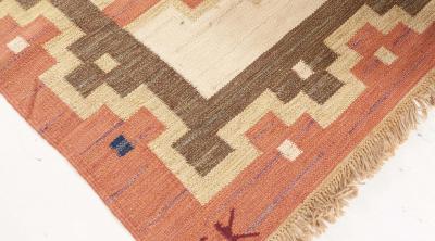 Swedish Flat Weave Rug Signed by GK 